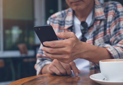 Man using smartphone