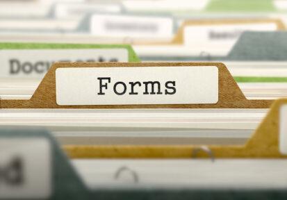 Forms label on filing folder
