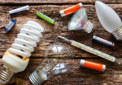 hazardous waste on a wooden background