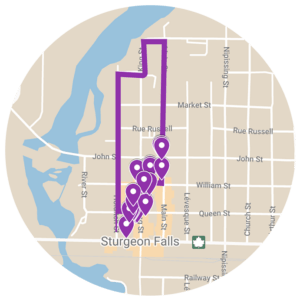 map view of the 2 km route